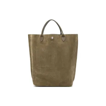 LONGCHAMP Lambskin Tote Bag Shopping Bag Handbag Medium Size Women's Khaki