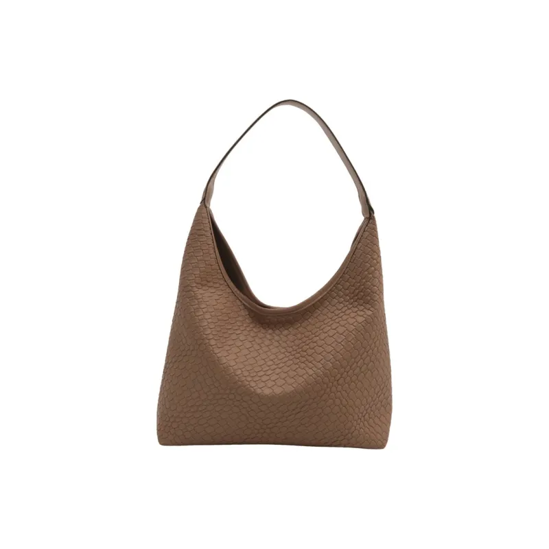 Ji Reminiscence Woven Shoulder Bag Women's Black/White/Khaki/Brown-6