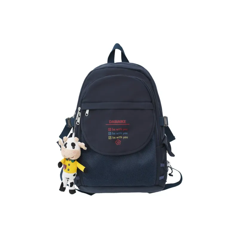 OURFUN Nylon Backpack Regular Unisex Ivory/Black/Pink/Navy Blue-6