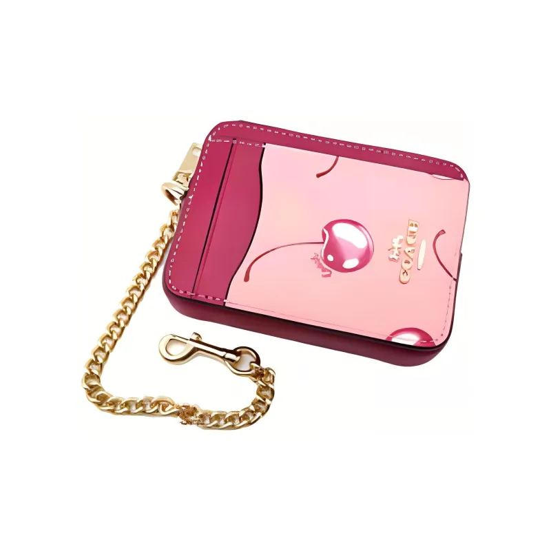 COACH Card Case Coated Canvas With Smooth Leather Card Holder Mini Women's Blossom Pink & Bright Purple-3