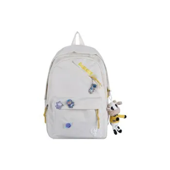 OURFUN Nylon Backpack Regular Unisex White/Black/Pink