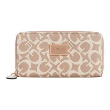 GUESS Coated Canvas Wallet Medium Size Women's Beige