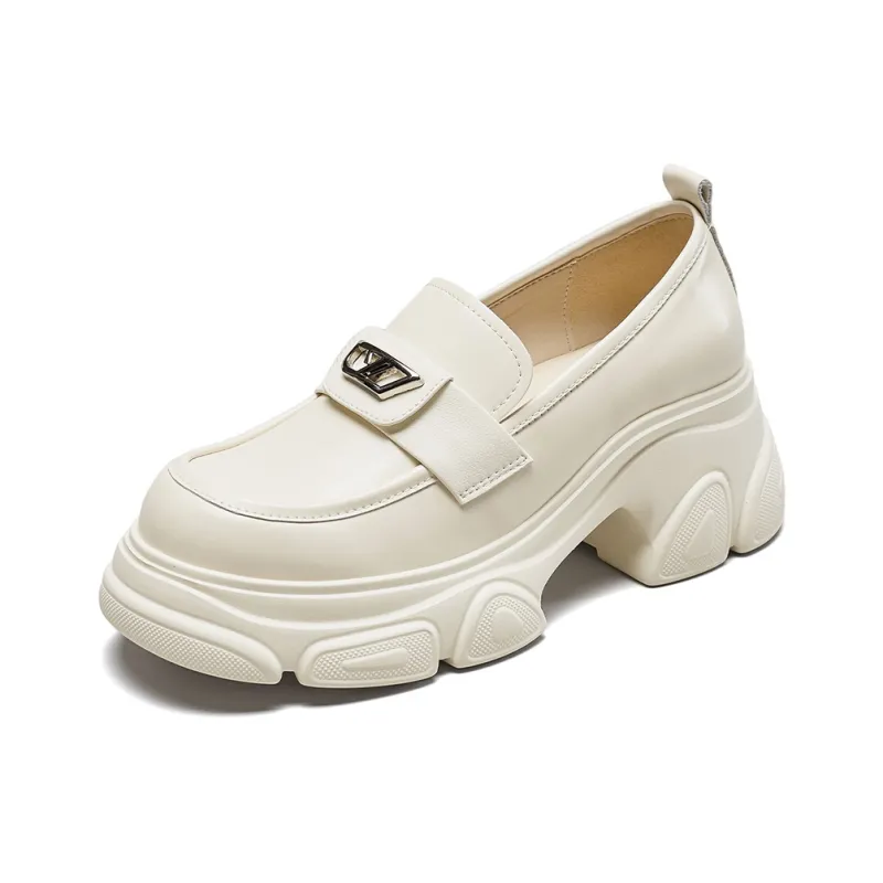 YEARCON Women's 2024 Fall New Arrival Campus Style Chunky Heel Platform Height Increasing Fashion Loafers-6