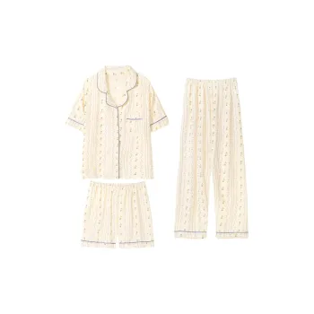 CAIHENGTONG Pajama Set Women's Blue Small Floral