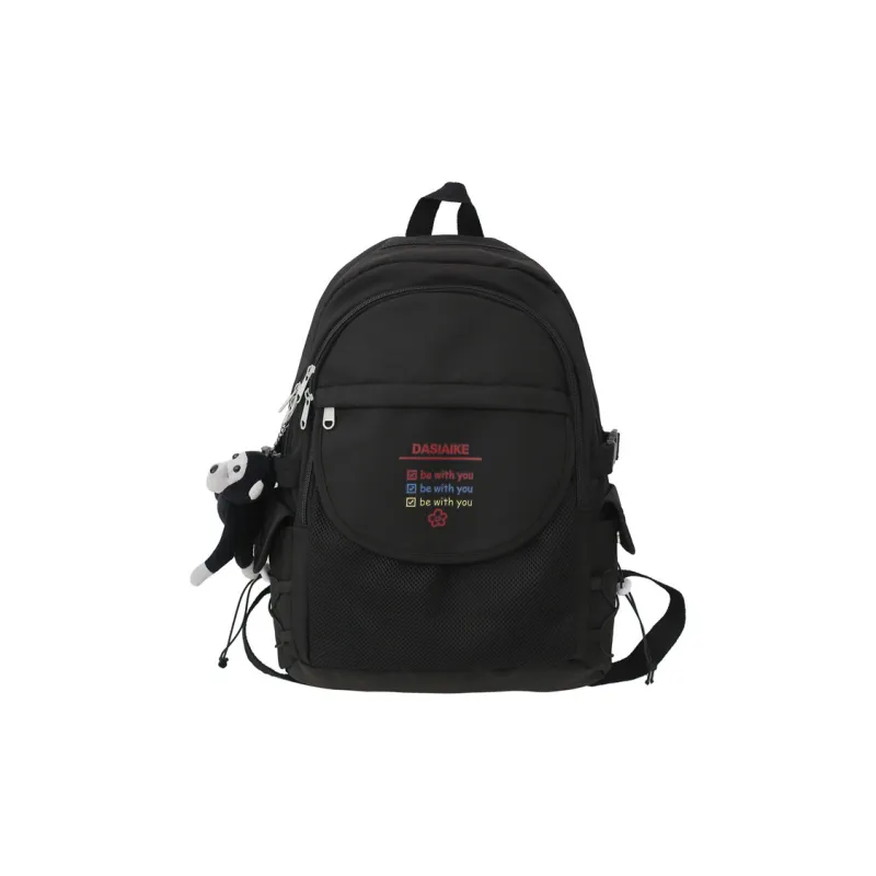 OURFUN Nylon Backpack Regular Unisex Ivory/Black/Pink/Navy Blue-2