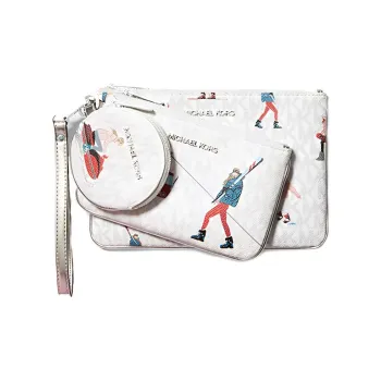 MICHAEL KORS MK Jet Set Leather Clutch Regular Women's White
