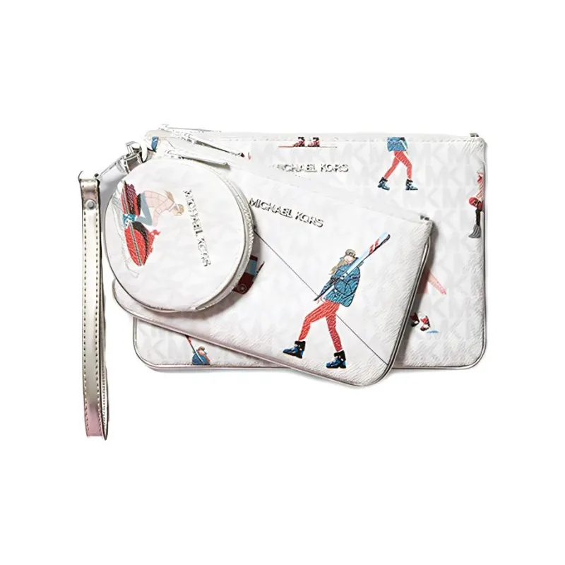 MICHAEL KORS MK Jet Set Leather Clutch Regular Women's White-0
