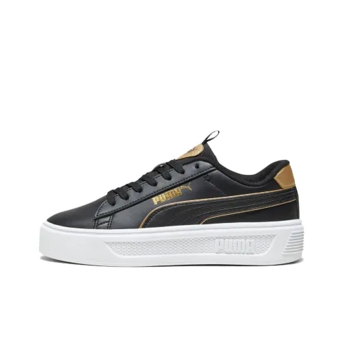 PUMA Smash Platform Skateboard Shoes Women's Low-Top Black/Gold