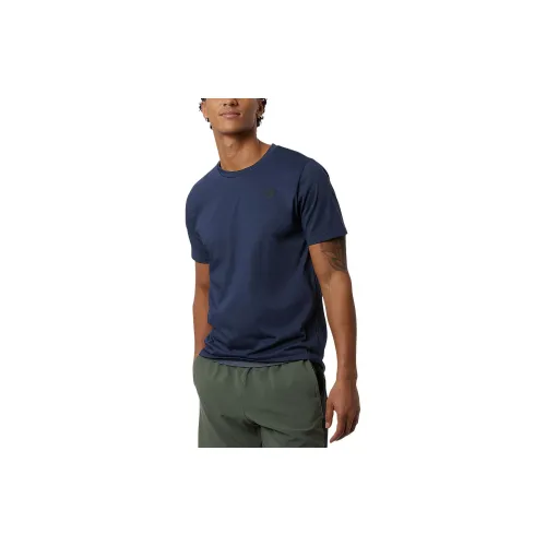 New Balance Heathertech T-Shirts Men Natural Indigo Blue Stone Nan