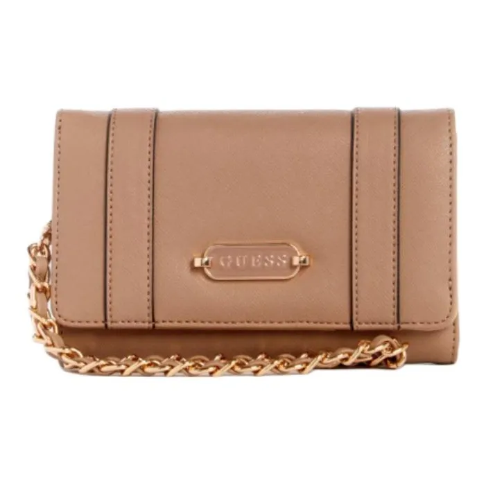 GUESS Artificial Leather Cell Phone Pouch Card Holder Wallet Women's Beige-0
