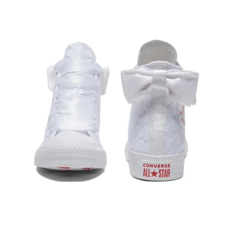 Converse All Star Anti Slip Wear Resistant High Top Canvas Shoes Unisex White Red-2