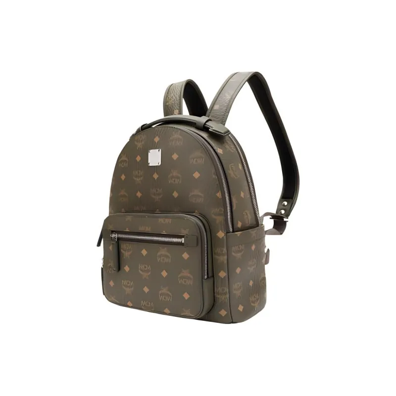 MCM Stark Visetos Canvas Handbag Backpack Small Size Men's Olive Green-2