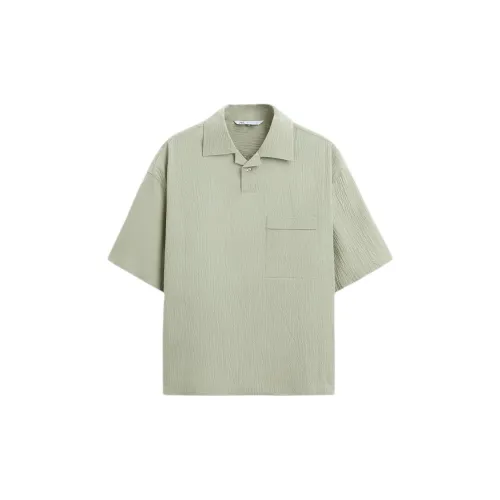 ZARA Polo Shirts Men Light Green