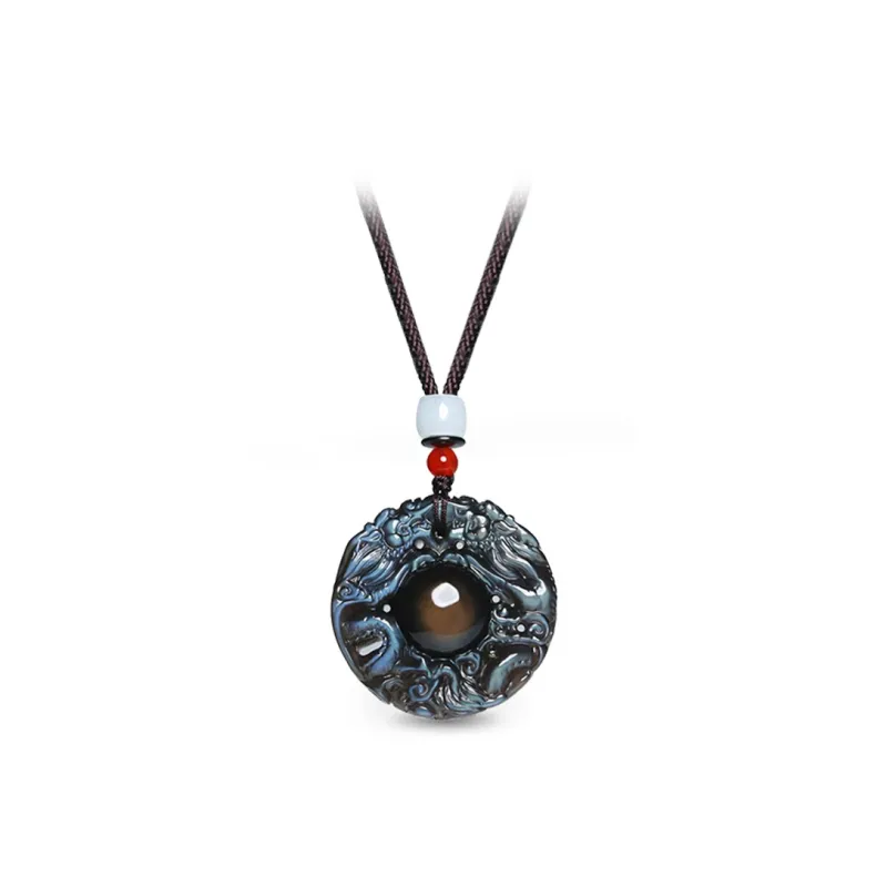 Qing Yi Obsidian Jade Necklaces Men's-0