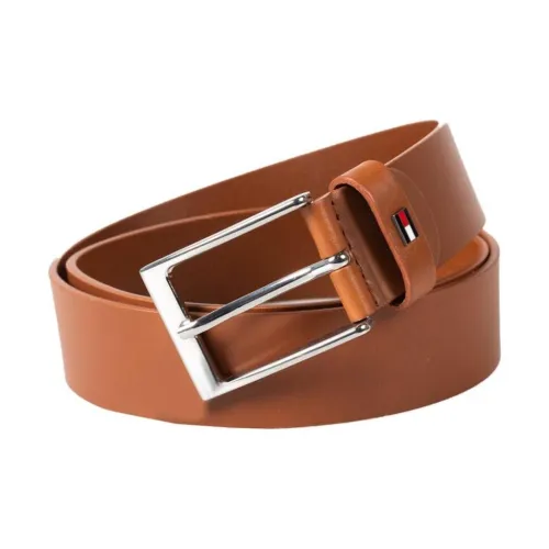 Tommy Hilfiger Solid Color Design Genuine Leather Leather Belts Men's Brown -