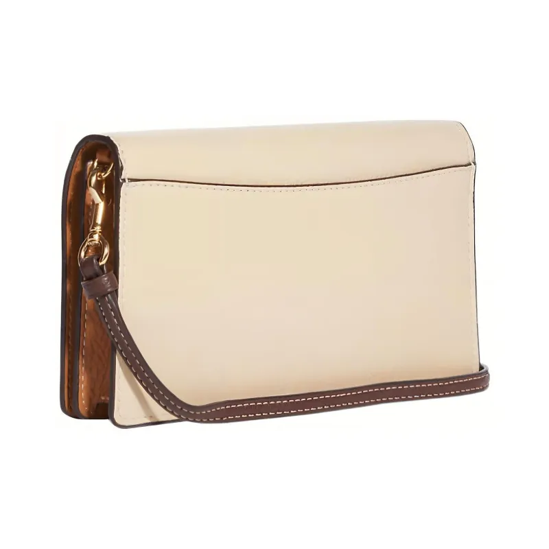 COACH Anna Refined Pebble Leather Handheld Shoulder Bag, Crossbody Bag Trumpets Women's Ivory White-2