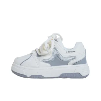 PARK DANCE Slip-Resistant Low-Top Skateboard Shoes Women's White