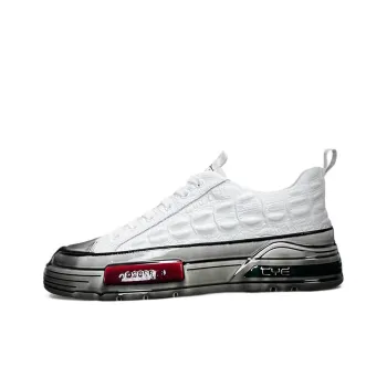 Devanro Height Increasing Wear Resistant Water Resistant Slip Resistant Low Top Casual Skateboard Shoes Men's White