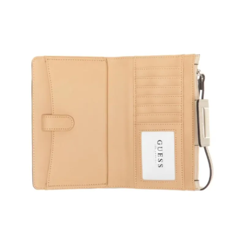 GUESS Coated Canvas Card Holder Wallet Women's Beige-2