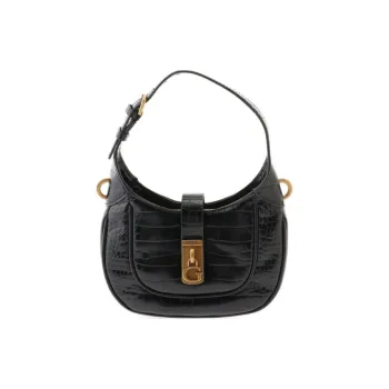 GUESS Synthetic Leather Hobo Man Handbag Mini Women's Black
