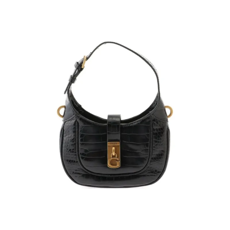 GUESS Synthetic Leather Hobo Man Handbag Mini Women's Black-0