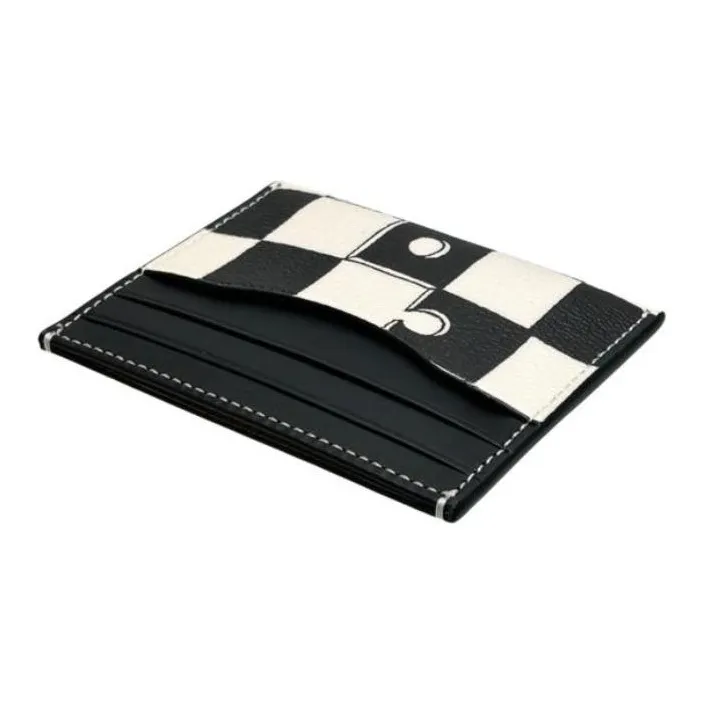 COACH Card Case Artificial Leather With Plastic And Cow Leather Card Holder Mini Women's Black & Chalk White-5
