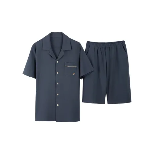 Qiao Ni Tong Pajama Set Men's Navy Blue