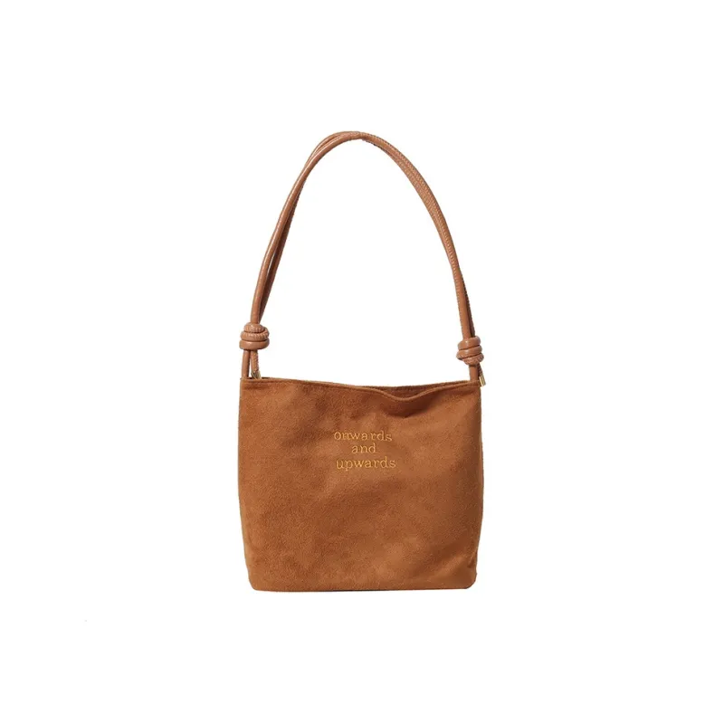 Ji Reminiscence Buckskin Velvet Shoulder Bag Regular Women's Black/Khaki/Brown/Green/Burgundy Brown-4