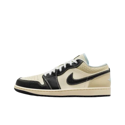 Air Jordan 1 Vintage Basketball Shoes Men Low-Top Beige/Black