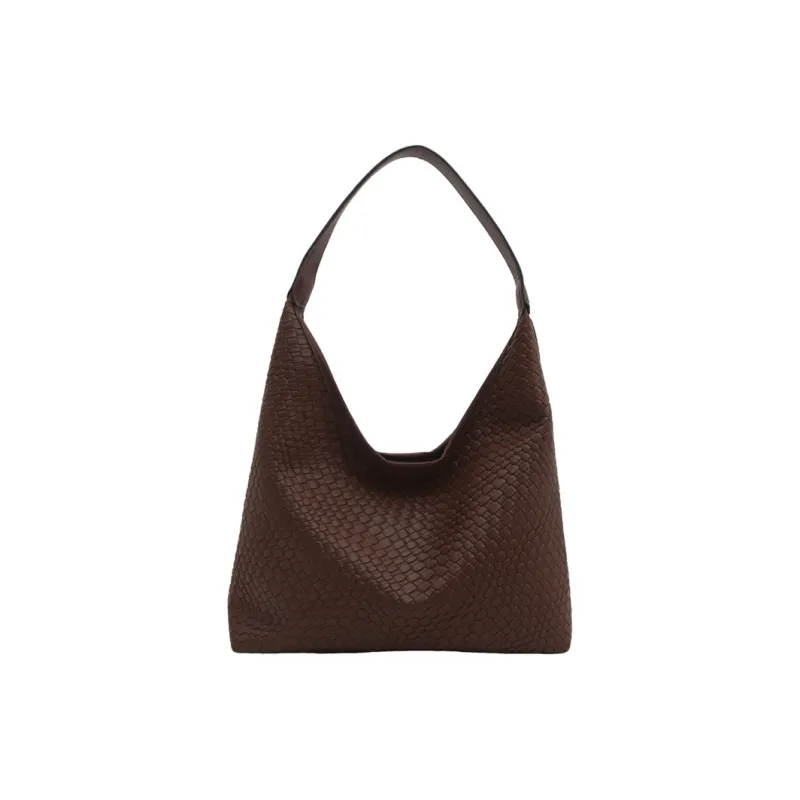 Ji Reminiscence Woven Shoulder Bag Women's Black/White/Khaki/Brown-9