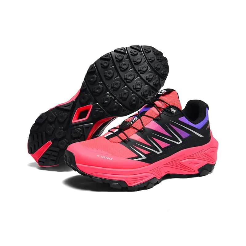 GLUNA Hiking / Trekking Shoes Unisex Low Top Black/Purple-2