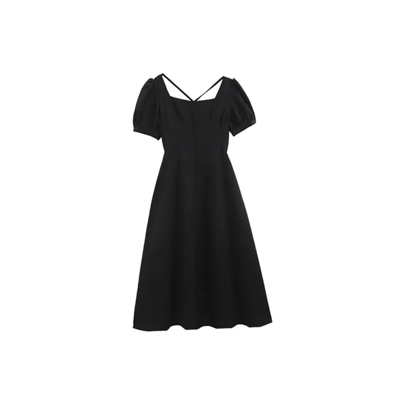 Zukizuki Short Sleeved Dresses Women's Black-1