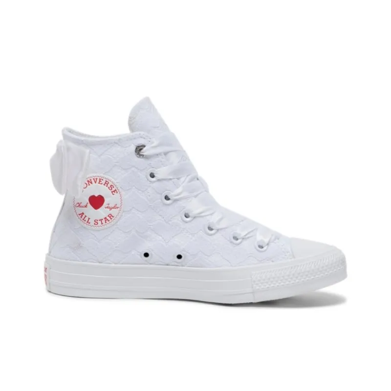 Converse All Star Anti Slip Wear Resistant High Top Canvas Shoes Unisex White Red-1