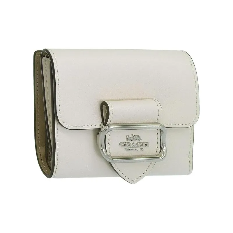 COACH Morgan Premium Calfskin Wallet Mini Women's Silver & Chalk White-1