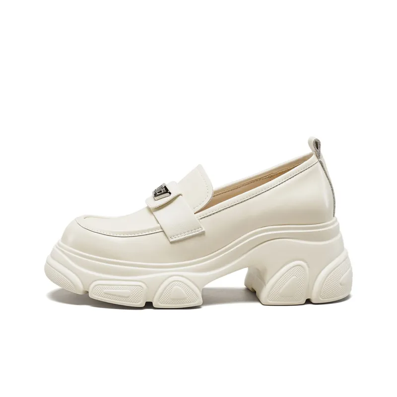 YEARCON Women's 2024 Fall New Arrival Campus Style Chunky Heel Platform Height Increasing Fashion Loafers-5