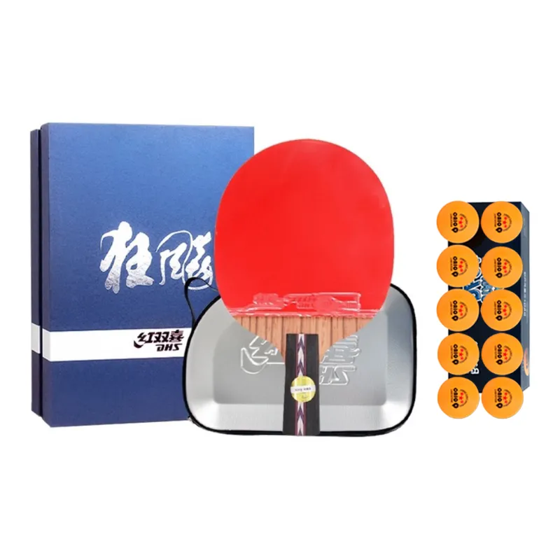 DHS Ping Pong Paddles Unisex 5 Layer Solid Wood Bottom Red-5