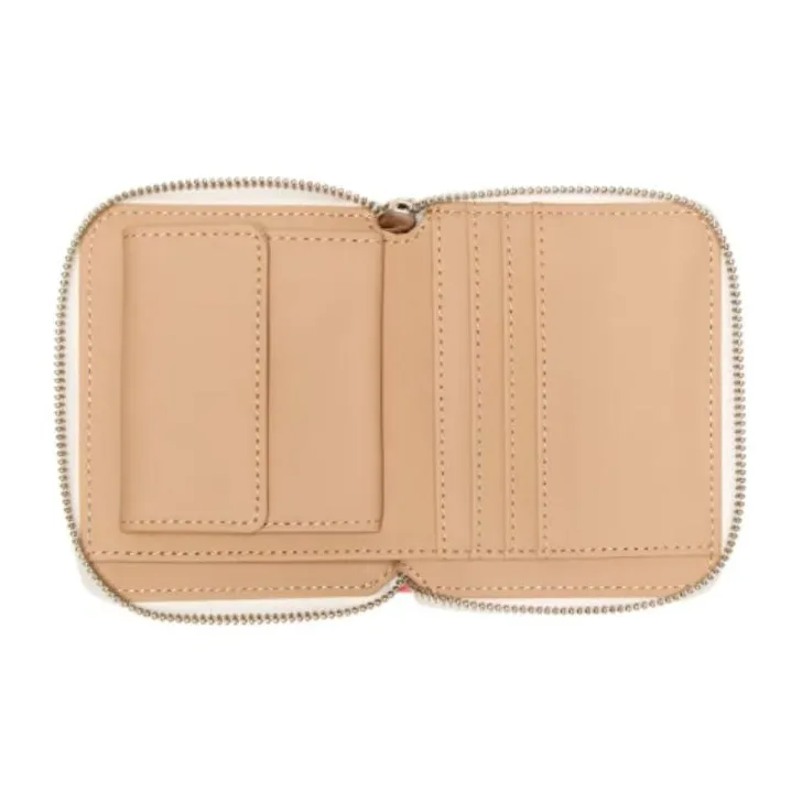 GUESS Coated Canvas Card Holder Wallet Small Size Women's Beige-2