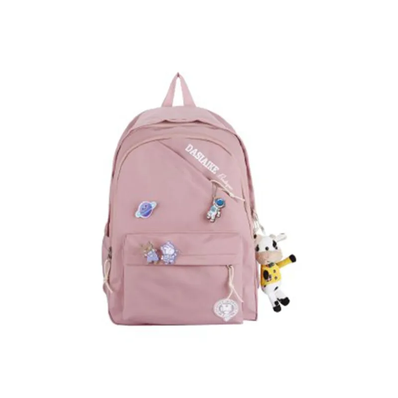 OURFUN Nylon Backpack Regular Unisex White/Black/Pink-8