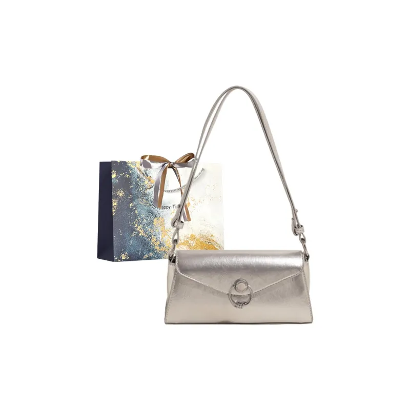 Iman's House PU Shoulder Bag Women's Silver/Ecru/Red/Black-0