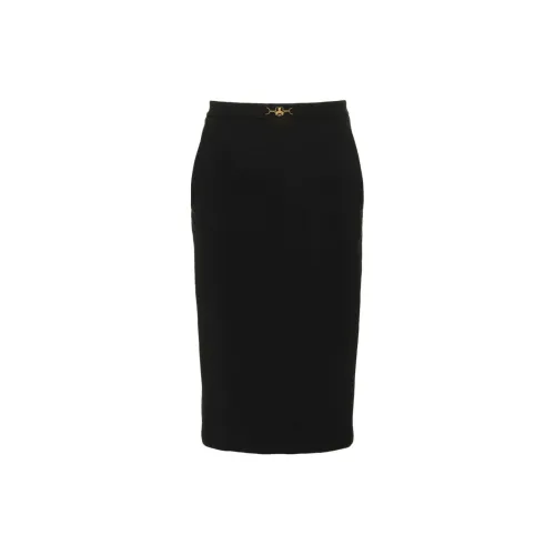 Elisabetta Franchi Stretch Crêpe Horsebit Midi Skirt
