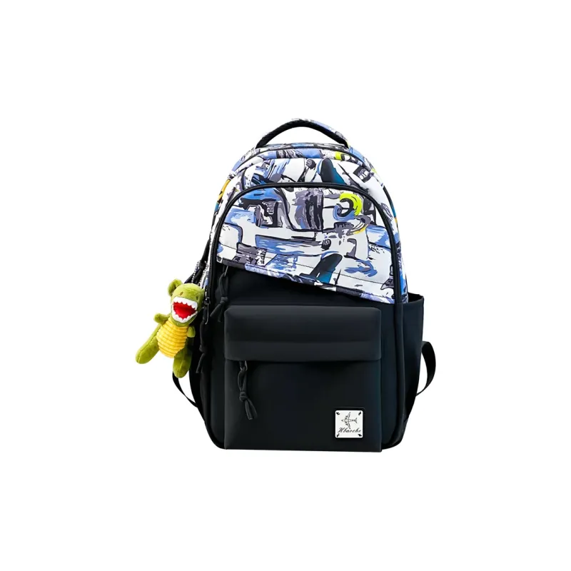 Travel Nylon Backpack Regular Unisex Green/Blue/Yellow-6