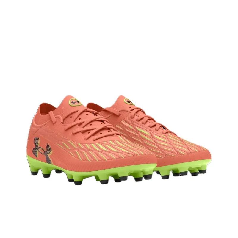 Under Armour FG Rubber Long Studs Slip Resistant Soccer Shoes Men's Flame Orange-2