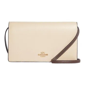 COACH Anna Refined Pebble Leather Handheld Shoulder Bag, Crossbody Bag Trumpets Women's Ivory White