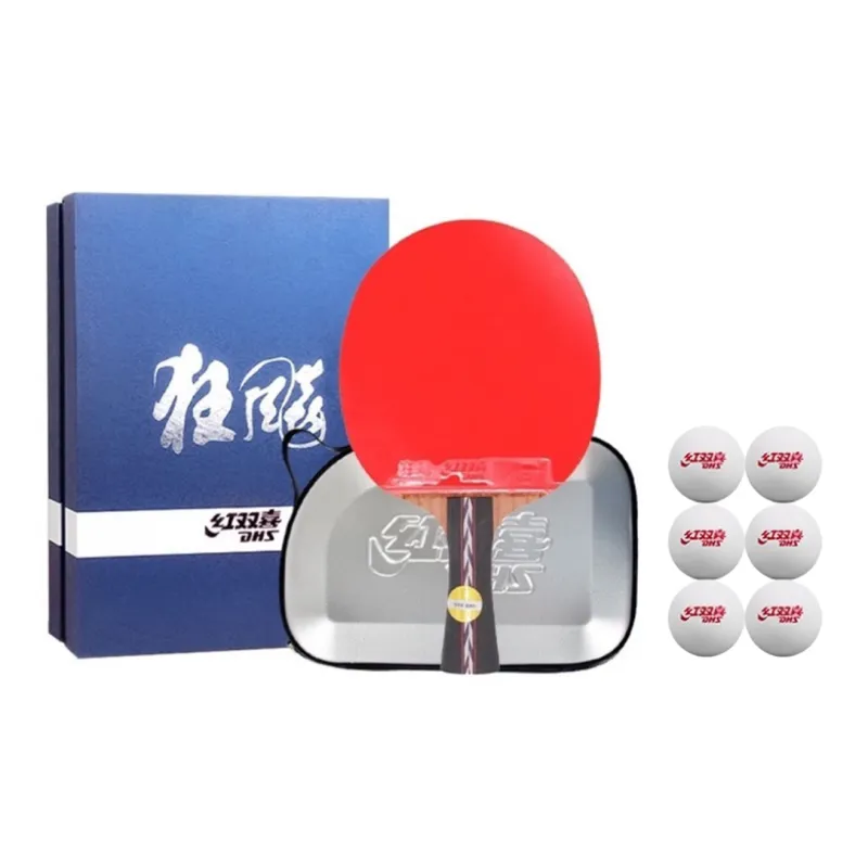 DHS Ping Pong Paddles Unisex 5 Layer Solid Wood Bottom Red-19