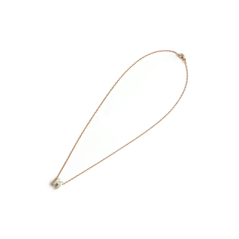 HERMES POP H Collection Metal, Gold Plated, Rose Gold Necklaces Women's Blue-1