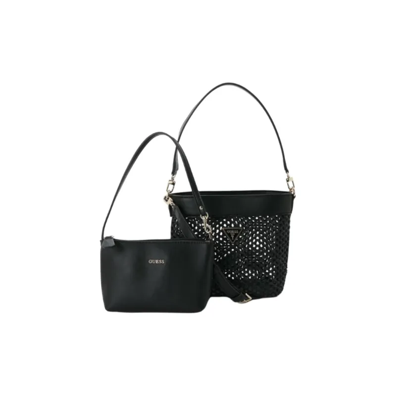 GUESS Polyester Bucket Bag Handbag Shoulder Bag Women's Black-1