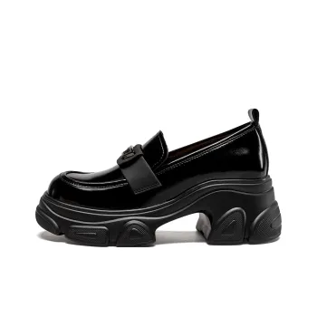 YEARCON Women's 2024 Fall New Arrival Campus Style Chunky Heel Platform Height Increasing Fashion Loafers