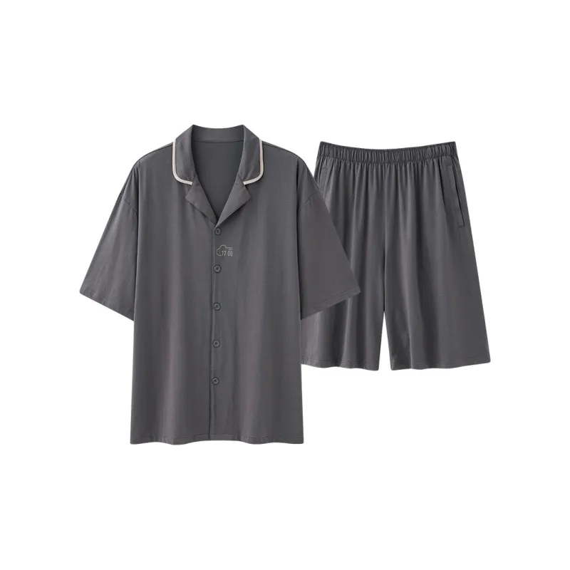 CAIHENGTONG Pajama Set Men's Light Gray-0