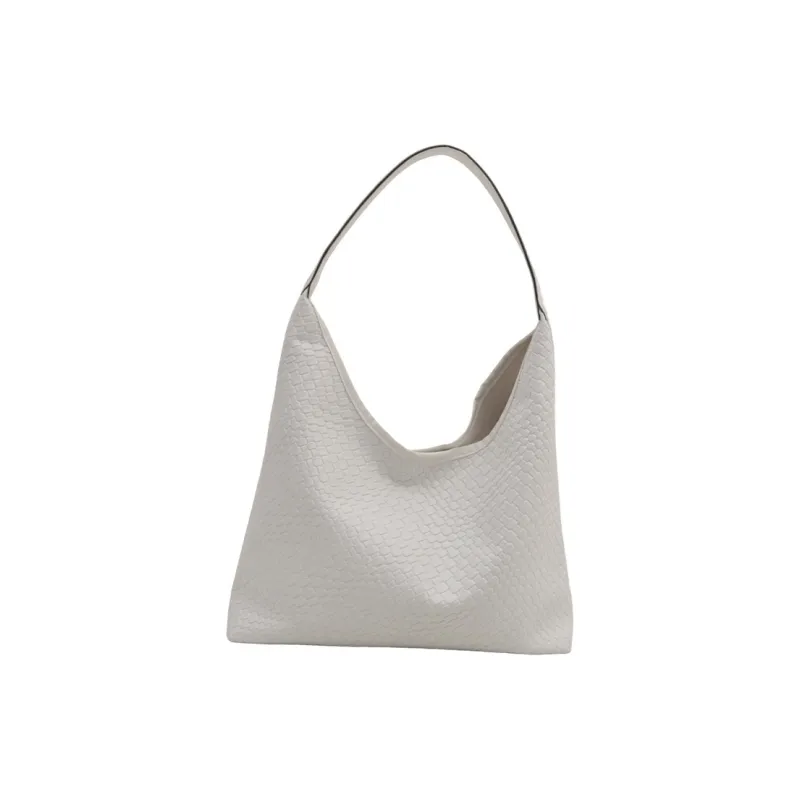 Ji Reminiscence Woven Shoulder Bag Women's Black/White/Khaki/Brown-3