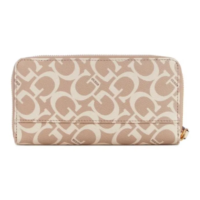 GUESS Coated Canvas Wallet Medium Size Women's Beige-1